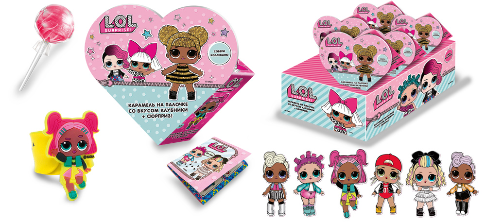 IKM28 Набор Toy&Joy: карамель на палочке со вкусом клубники и коллекционный slap-браслет ТМ L.O.L.Surprise!