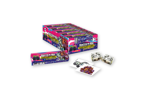 Жевательная резинка в форме кубиков со вкусом ежевики + тату «Monster High», 25 г